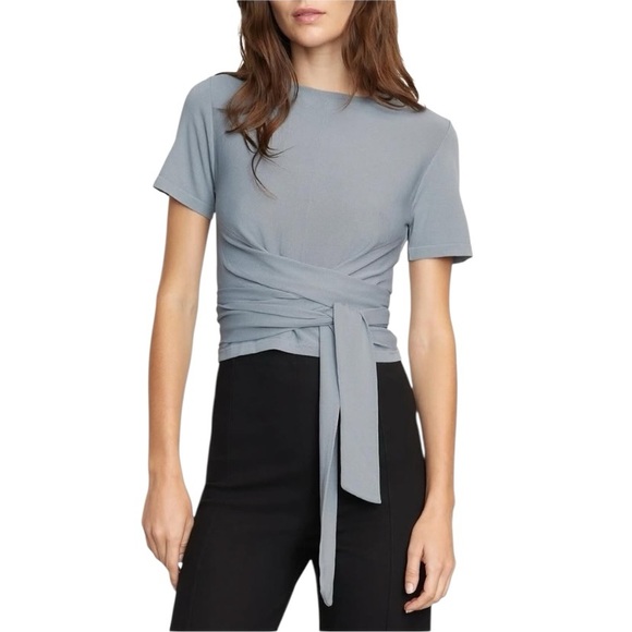 Modern Citizen Light Blue/Gray Womems XL Wrap Tie Front Short Sleeve Top - Picture 1 of 9